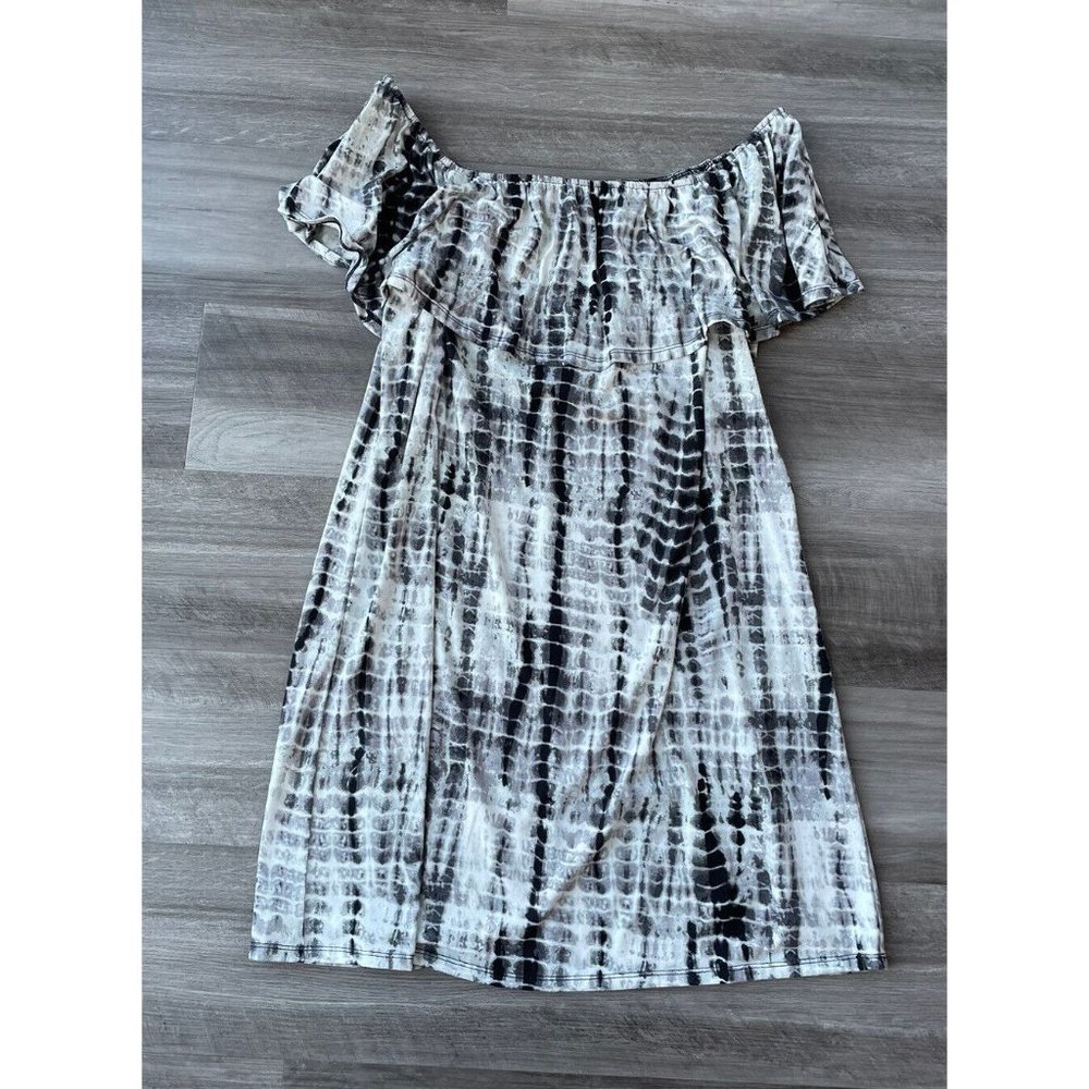 West Loop Dress Size XL Black White Tie Dye Off the Shoulder